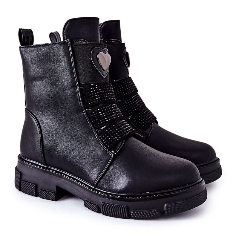 PA1 Botas com isolamento de pele para crianças Black Miraven preto