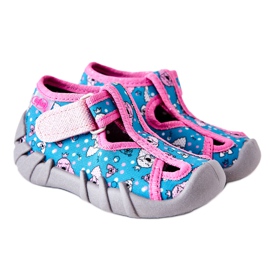 BEFADO S.A. Chinelos Inblu Com Velcro 190P100 Azul-Rosa