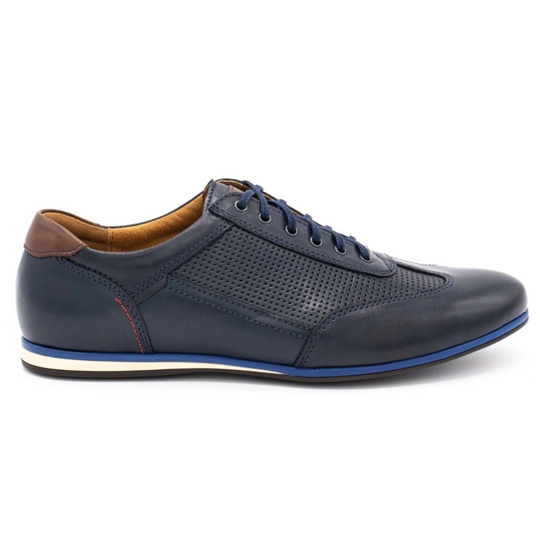 Kampol Sapatos casuais de couro masculino 64/54 azul marinho