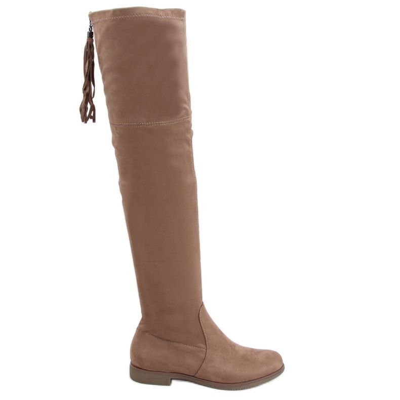 Botas Toum Khaki com franjas acima do joelho cáqui