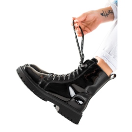 TRENDI Botas pretas de amarrar preto