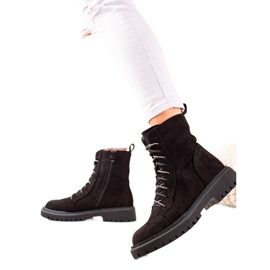 TRENDI Botas pretas de amarrar preto