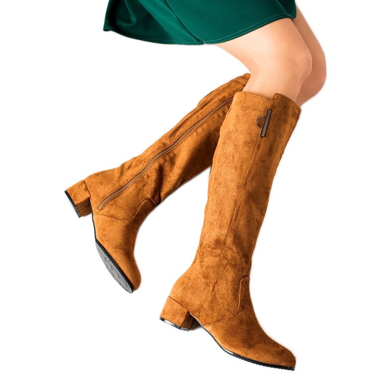 TRENDI Botas de camelo confortáveis castanho