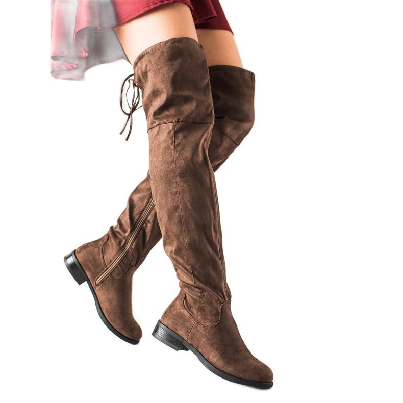 TRENDI Botas confortáveis sobre o joelho castanho TRENDI Botas confortáveis sobre o joelho castanho