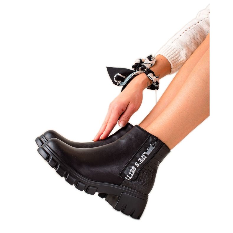 Goodin Botas de trabalho com zíper preto