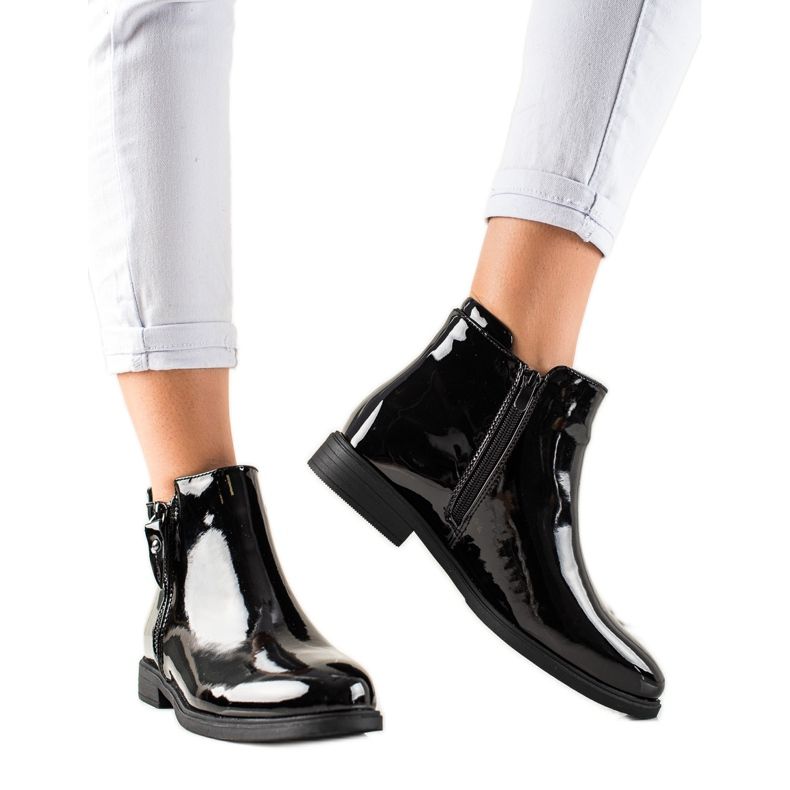 TRENDI Botas clássicas lacadas preto