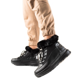 TRENDI Botas de neve pretas com pele preto