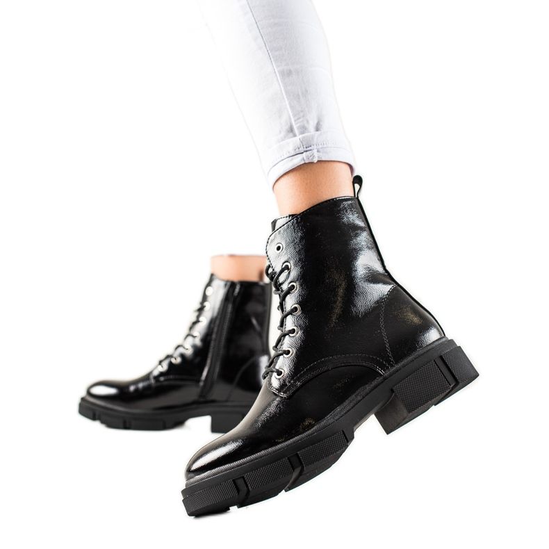 Botas de amarrar de Sergio Leone preto