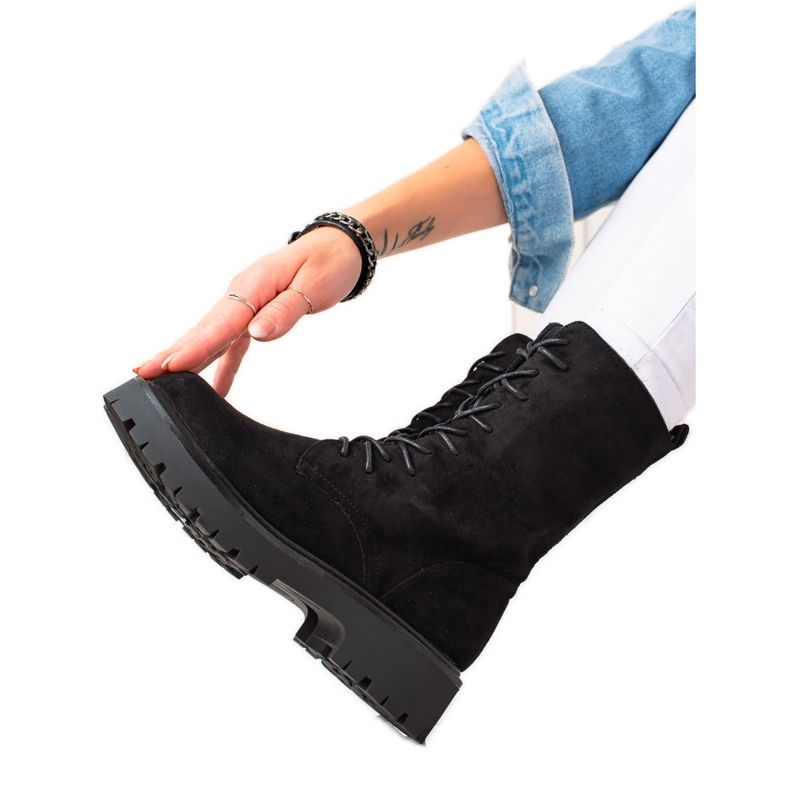 Bona Botas caçadores de camurça preta preto