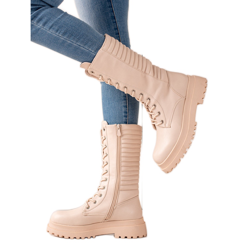 Seastar botas de couro eco bege