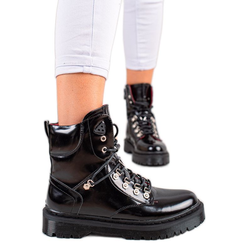 Lucky Shoes Botas pretas lacadas preto