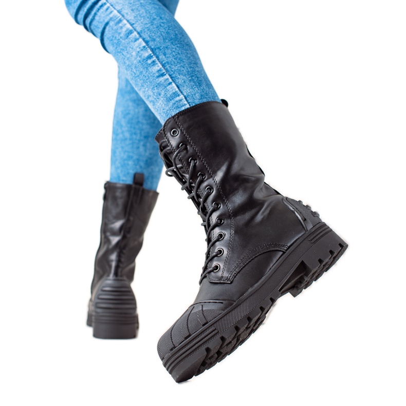Seastar Botas altas com cadarço preto