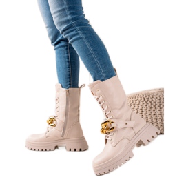 Seastar Trapery Boots de alta costura bege dourado Seastar Trapery Boots de alta costura bege dourado