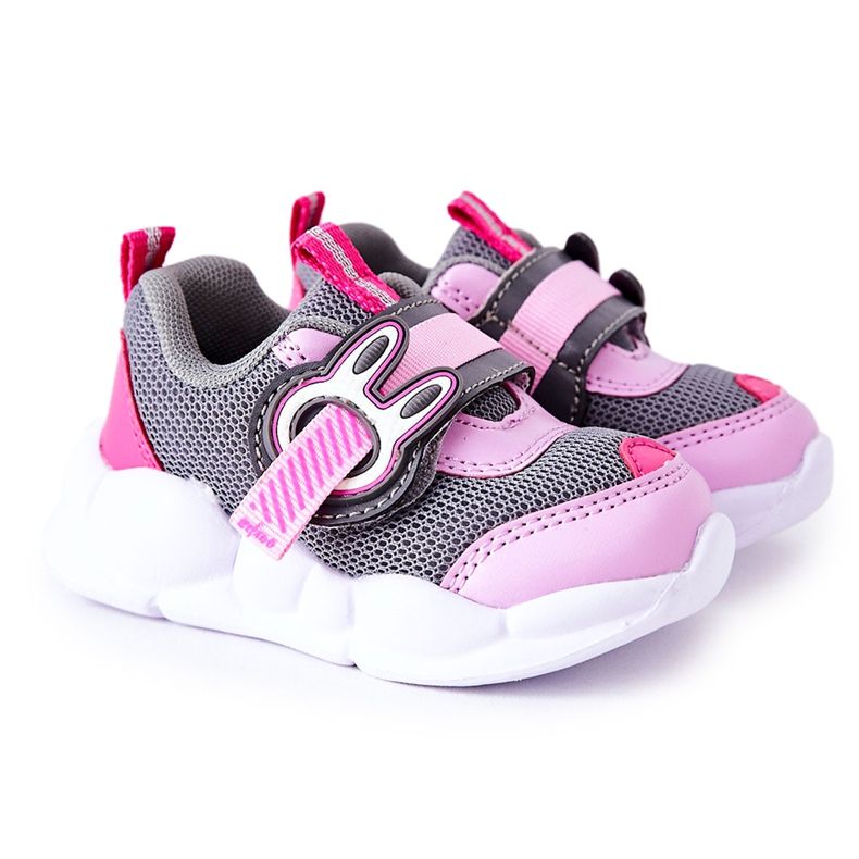BEFADO S.A. Calçados infantis esportivos com velcro Befado 516P091 cinza-rosa