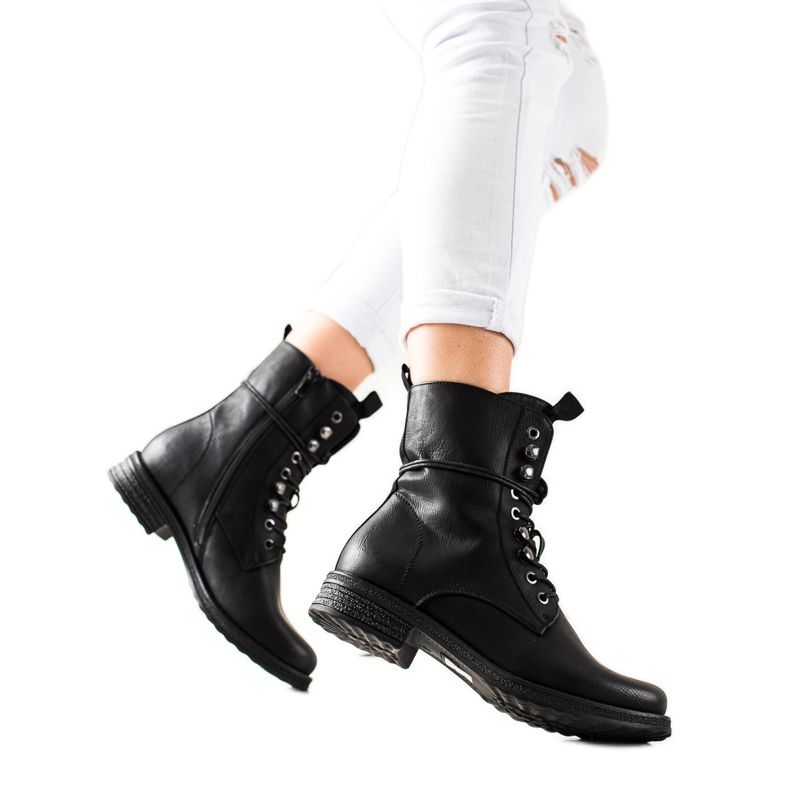 Super Mode Botas clássicas de amarrar preto