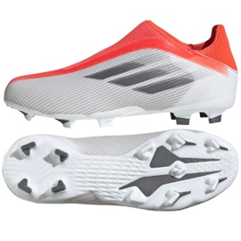 Chuteiras Adidas X Speedflow.3 Ll Fg Jr FY3256 vermelho, branco-cinza laranjas e tintos