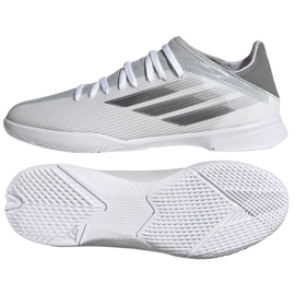 Chuteiras Adidas X Speedflow.3 In Jr FY3315 cinzento / branco tons de cinza Chuteiras Adidas X Speedflow.3 In Jr FY3315 cinzento / branco tons de cinza