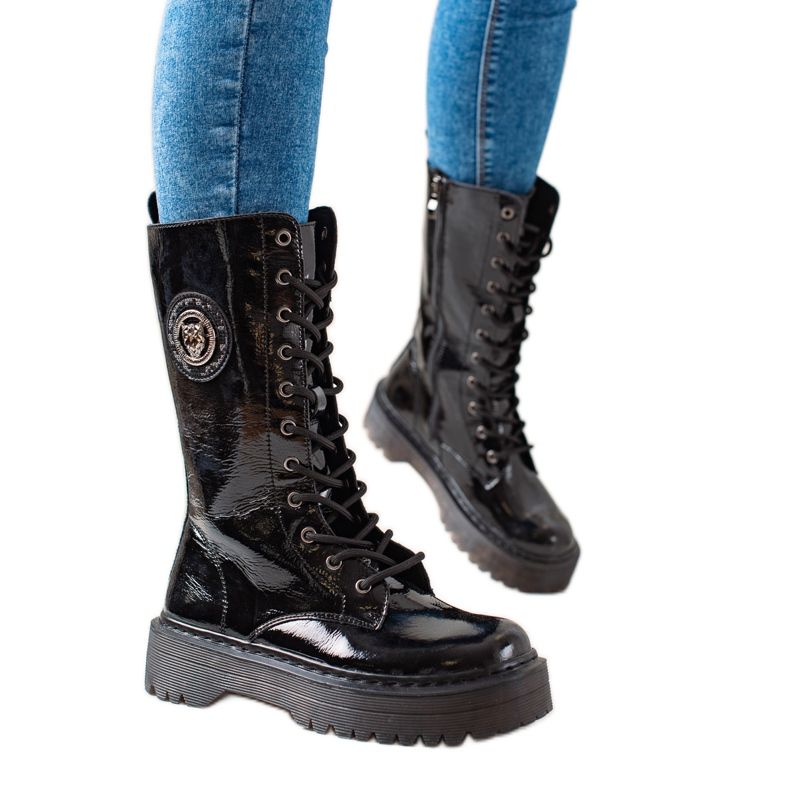 Filippo Botas de couro na plataforma preto