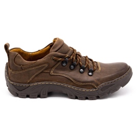 Olivier Sapatos masculinos de couro Trapery 207 marrom escuro