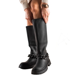 TRENDI Botas pretas elegantes na plataforma preto TRENDI Botas pretas elegantes na plataforma preto