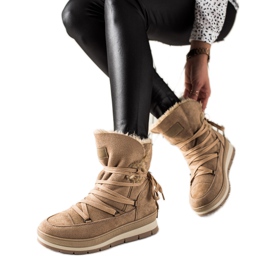 TRENDI Botas de neve de camurça marrom bege