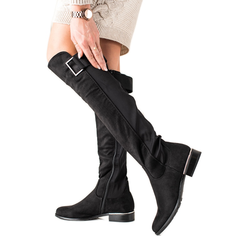 Queentina Botas rasas elegantes preto