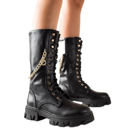 Seastar Botas Pretas Com Corrente preto