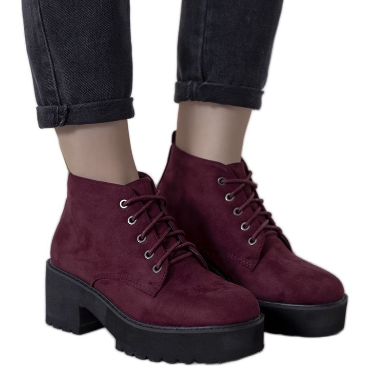 Botas femininas Johnson Borgonha com sola alta clarete