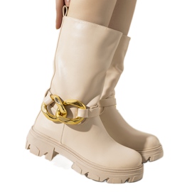 Botas isoladas bege com corrente Harrison