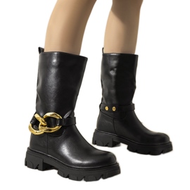 Botas pretas acolchoadas com corrente Harrison preto