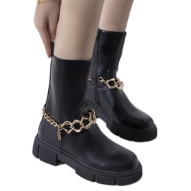 Botas pretas isoladas com corrente Marsha dourada preto