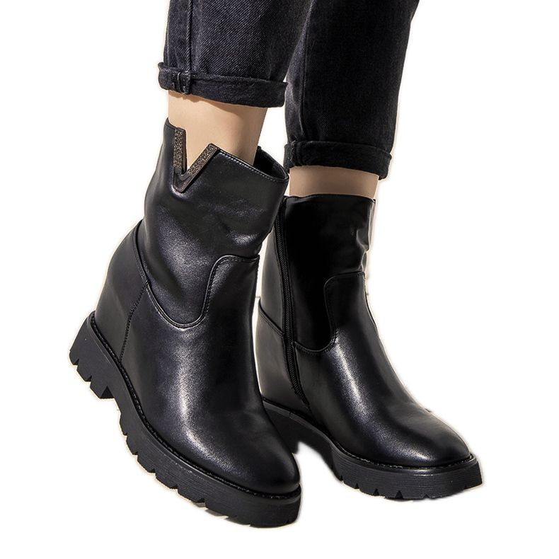 Botas femininas negras na cunha Goldie preto