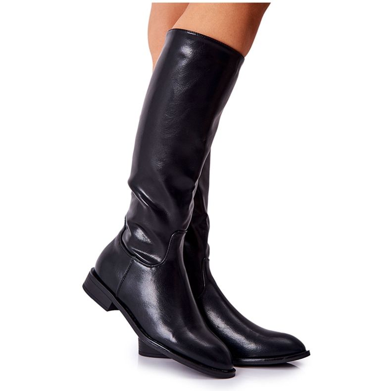 PG1 Estil de botas quentes de couro preto