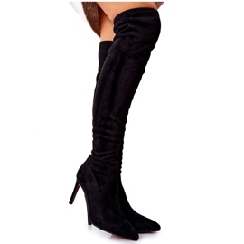 PE1 Botas pretas de camurça com salto alto Horina preto PE1 Botas pretas de camurça com salto alto Horina preto