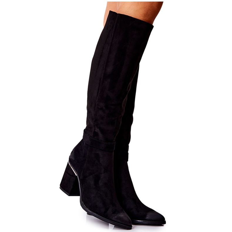 POTOCKI Botas de camurça em uma barra preta corises preto