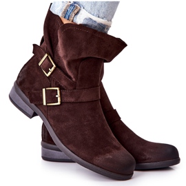 POTOCKI Botas de camurça com fivelas castanhas Renisse marrom