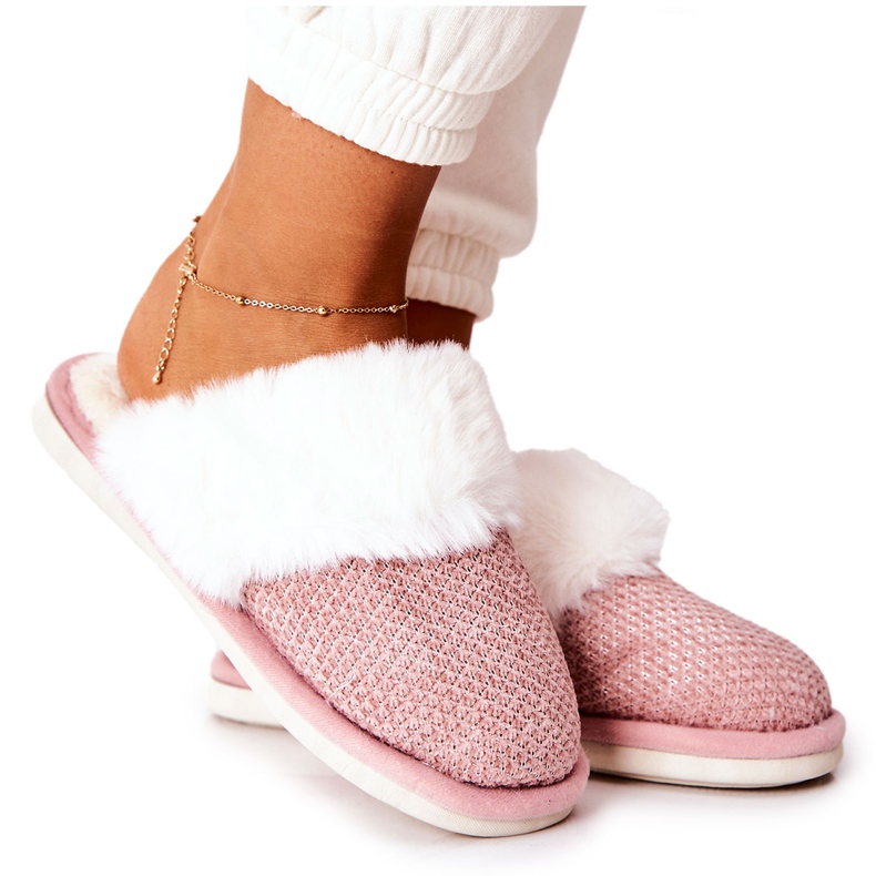 Chinelos Quentes Com Pele Flamarin Rosa bege