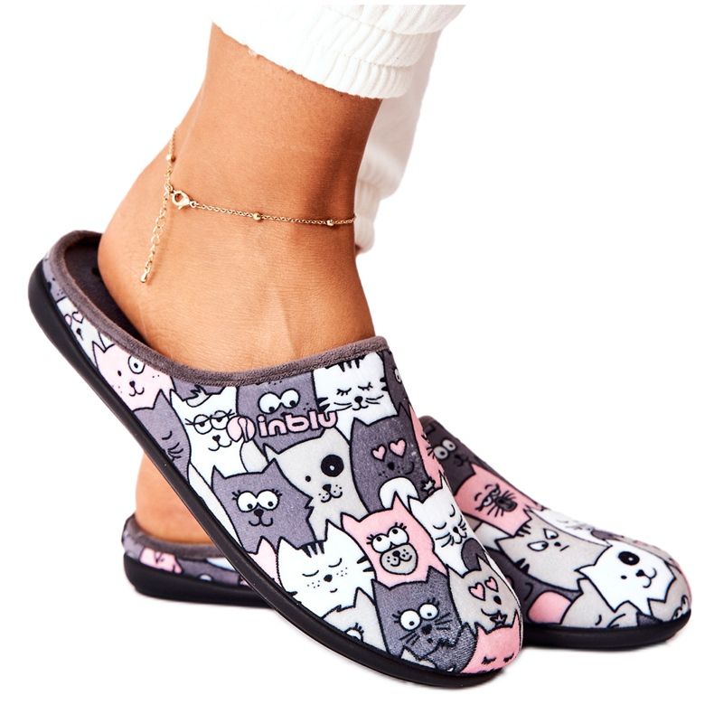 Inblu Chinelos Chinelos Befado Gatos 155D200 Cinza