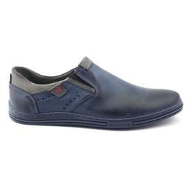 Polbut Sapatos masculinos slip-on 401 azul marinho cinza Polbut Sapatos masculinos slip-on 401 azul marinho cinza