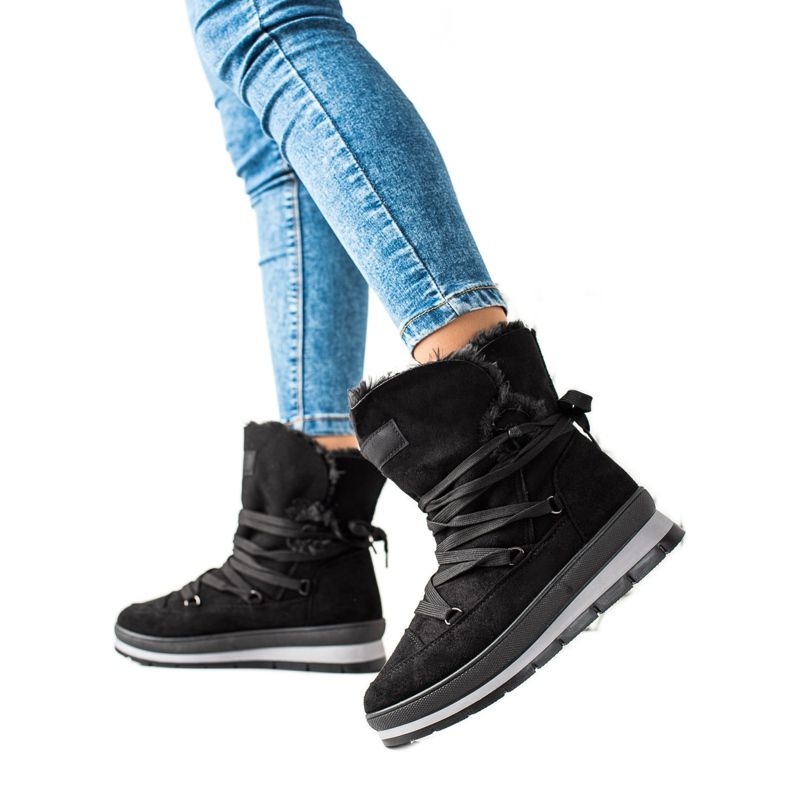 TRENDI Botas de camurça preta para neve preto