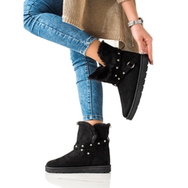 TRENDI Black Mukluki com zircões preto