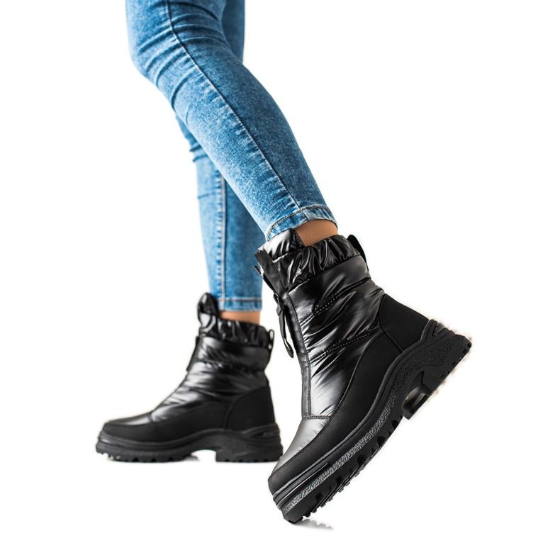 Weide Botas de neve pretas no controle deslizante preto