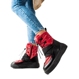 TRENDI Botas de neve confortáveis ​​na plataforma preto vermelho