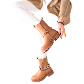 TRENDI Botas de cano alto com corrente bege