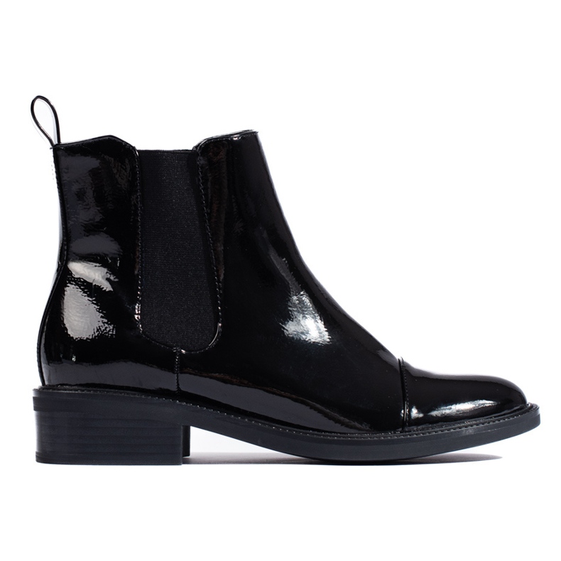 TRENDI Botas Chelsea lacadas elegantes preto