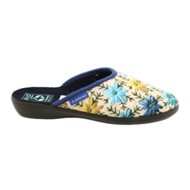 Chinelos femininos com flores Adanex 26743 bege-azul