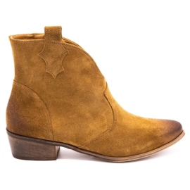 Exquisite Botas femininas de couro 1137 conhaque marrom