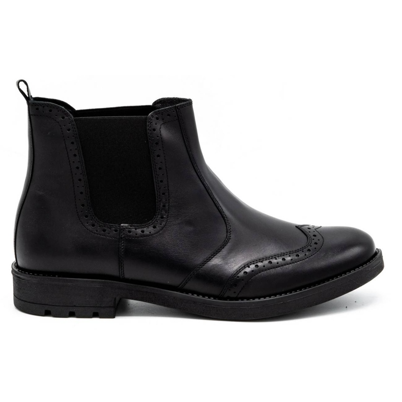 Olivier Botas masculinas Chelsea, brogues de couro preto 7003 KB