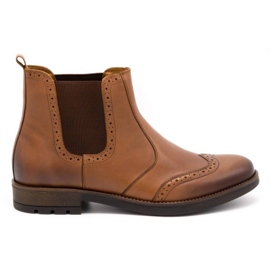 Olivier Botas masculinas Chelsea, sapatos de couro marrom 7003 KB