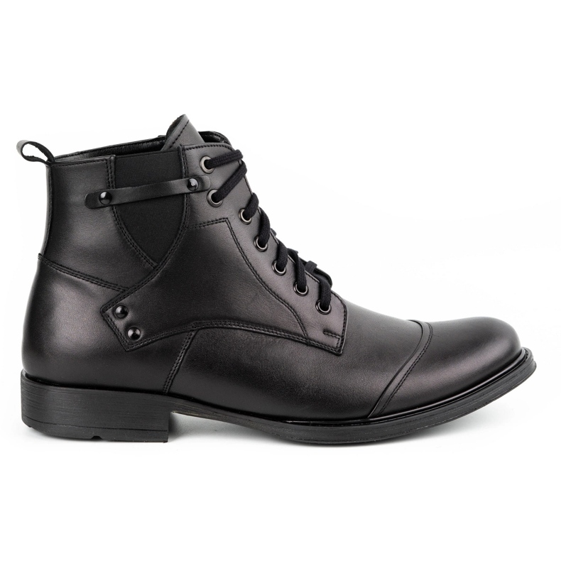Olivier Botas de couro de inverno masculinas 7005 KB pretas preto